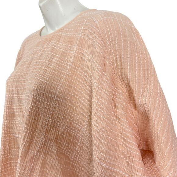 J Jill Pure Pink Blush Dolman Short Sleeve Oversized Embroidered Cotton Top L - Picture 10 of 16